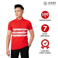 Áo polo, áo phông, áo thun cổ bẻ nam màu đỏ phối kẻ ngang Aligro chất liệu cotton, không xù, không bám dính ALGPLO71 - XL