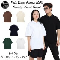 ÁO POLO Basic Oversize Tay Lỡ Local Brand Cotton 100 240gsm dày form rộng trẻ trung Unisex (PL100 - Full Box) - Toni.Tee