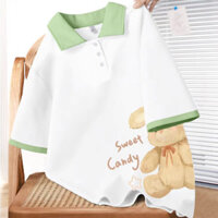 Áo polo bé gái 10083 chất cotton ,phom rộng , size từ 9 đến 65kg