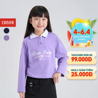 Áo polo bé gái CANIFA chất liệu cotton USA dài tay có hình in 1TP24C003