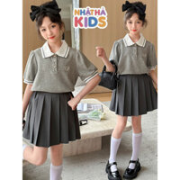 Áo polo bé gái cộc tay size đại từ 17-45kg D1 NHẬT HÀ KIDS chất liệu poly pha spandex cho bé đi học, đi chơi.