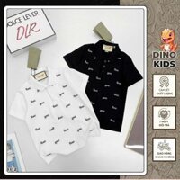 Áo Polo Bé Trai Gu Chi Thêu Sticker Đơn Giản Cực Sang Chảnh - Áo Thun Bé Trai Cao Cấp