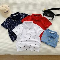 Áo Polo Bé Trai Họa Tiết Chấm Bi Siêu Đẹp, Áo Cộc Tay Cho Bé Từ 10-27kg Chất Cotton Cá Sấu