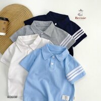 ÁO POLO CÁ SẤU XANH PHỐI SỌC TRẮNG CHO BÉ TRAI TỪ 9-23KG