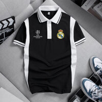 Áo Polo clb Real madrid áo phối viền sọc thể thao