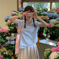 Áo polo cổ sen tay hến kẻ sọc đen trắng qc cao cấp, áo polo nữ nhiều màu MENINA_STUDIO vải cotton chính phẩm cao cấp