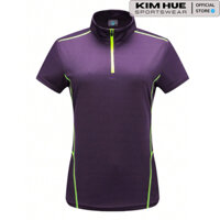 Áo polo cộc tay màu tím viền kẻ xanh lá (hàng auth)