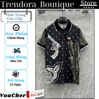 Áo PoLo D-G Hoạ Tiết Đơn Giản Phối Chấm Bi - Áo PoLo Cao Cấp