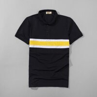 Áo Polo đen phối sọc vàng-vải cá sấu Cotton xuất xịn,chuẩn form trẻ trung, thanh lịch GD05