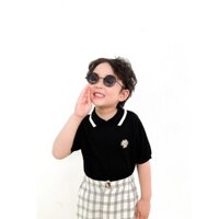 Áo Polo đen thêu tay hoa cúc cho bé trai-HÀNG CAO CẤP-Áo phông cộc tay Kids Yoyo sang chảnh cho bé