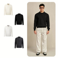 Áo Polo Dệt Kim Nam Dài Tay, Chất Len Lông Cừu Cao Cấp, Thiết Kế Basic Lịch Sự, Co Giãn, Giữ Nhiệt Tốt Halley N32