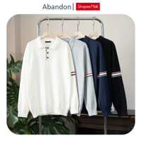 Áo polo dệt kim nam dài tay, chất len lông cừu, thiết kế đơn giản, co giãn, giữ nhiệt tốt Abandon N23