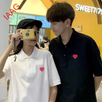 Áo POLO đôi IAAG in trái tim chất liệu cotton 2 chiều