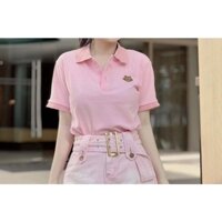 Áo Polo hồng chất vải thông hơi siêu mềm, mát