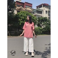 Áo polo hồng tay lỡ
