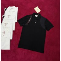 Áo polo McQueen check vai phối móc cài logo chữ LA NV