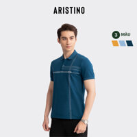 Áo polo nam Aristino phom Slim fit, thiết kế cổ dệt lịch sự, họa tiết kẻ cách điệu trẻ trung hiện đại - APS046S3