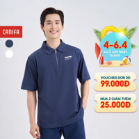 Áo polo nam CANIFA cổ khóa kim loại cộc tay in họa tiết 8TP25S006