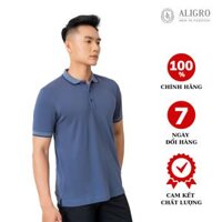 Áo polo nam cộc tay trơn màu xám đen aligro ALGPLO28 - S