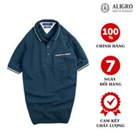 Áo polo nam cộc tay trơn màu xanh đen aligro ALGPLO39 - S