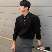 Áo polo nam dài tay dệt kim, chất len lông cừu, mềm mại, co giãn, thiết kế basic Vesca N32