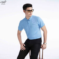 Áo polo nam G-Style MPR30317 màu xanh da trời nhạt dáng đẹp vải cá sấu Poly trơn ngắn tay cao cấp có cổ co giãn 4 chiều