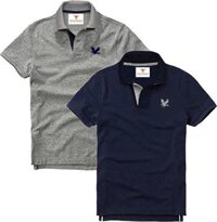Áo polo nam ngắn tay có cổ, Combo 2 áo, DokaFashion regular fit chuẩn hàng xuất, áo phông thun polo nam tay ngắn  EZ235 - Xám đậm - Xanh đen  - M