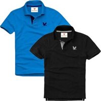 Áo polo nam ngắn tay có cổ, Combo 2 áo, DokaFashion regular fit chuẩn hàng xuất, áo phông thun polo nam tay ngắn  EZ235 - Xanh dương - Đen  - L