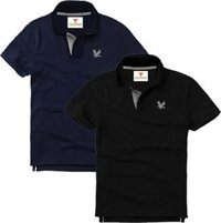 Áo polo nam ngắn tay có cổ, Combo 2 áo, DokaFashion regular fit chuẩn hàng xuất, áo phông thun polo nam tay ngắn  EZ235 - Xanh đen - Đen  - L