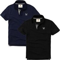 Áo polo nam ngắn tay có cổ, Combo 2 áo, DokaFashion regular fit chuẩn hàng xuất, áo phông thun polo nam tay ngắn  EZ235 - Xanh đen - Đen  - M