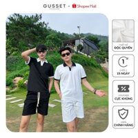 Áo Polo Nam Ngắn Tay GUSSET GSPL001 Form Slim Fit Thiết Kế Ly Vai Cách Điệu Màu Trắng Đen Cơ Bản Style Basic Hàn Quốc