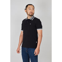 Áo polo nam ngắn tay MATTANA Slim Fit đen trơn viền màu thời trang MPM90200417707301