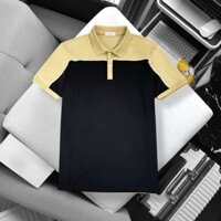 Áo polo nam nữ PL2505 màu đen in chữ phối viền cao cấp
