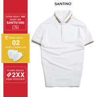 Ao POLO nam phoi bo cổ vàng vai Cotton Cá Sấu, form chuan, sang trong lich su SANTINO - M