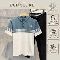 Áo Polo Nam Phối Kẻ Ngang Thiết Kế Cao Cấp, Áo Thun Có Cổ Vải Cá Sấu Cotton Chuẩn Form, Thanh Lịch
