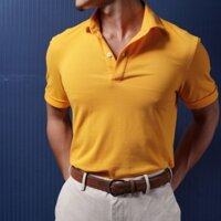 Áo Polo nam Sang Trọng, Thanh Lịch Monrizo màu vàng -Gold Basic Polo Cotton Nano