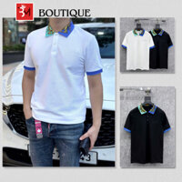 Áo Polo Nam Vơ Sa Chì Ngực Thêu Chữ Cổ Phối 2 Màu - Áo Polo Nam Nữ Chất Liệu Cotton Cao Cấp 678236