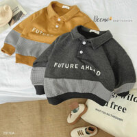 áo polo nỉ da cá dài tay cổ bẻ phối thân bé trai 1-6 tuổi (9-25kg)