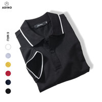 Áo polo nữ ADINO màu đen phối viền xẻ lai vải cotton co giãn dáng slimfit trẻ trung APN02 - ĐEN - L
