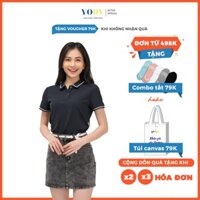 Áo Polo Nữ Cafe Phối Bo YODY, áo phông có cổ nữ thoáng khí thấm hút mồ hôi chống tia UV APN4396 Đẹp