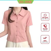 Áo Polo Nữ Cúc Cài Chất Borip Gân Áo Polo Nữ Có Cổ Cộc Tay Tôn Dáng G0158