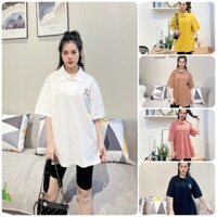 Áo polo nữ form rộng tay lỡ cổ bẻ, Áo thun nữ dáng dài rộng chất cotton New Arival