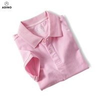 Áo polo nữ hồng phối viền ADINO vải cotton polyester mềm dáng công sở slimfit hơi ôm trẻ trung APN03