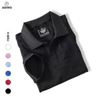Áo polo nữ màu đen phối viền chìm ADINO vải cotton polyester mềm dáng slimfit công sở hơi ôm trẻ trung APN03 - ĐEN - L