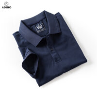 Áo polo nữ màu xanh đen phối viền chìm ADINO vải cotton polyester mềm dáng slimfit công sở hơi ôm trẻ trung APN03 - Xanh đen  -  M