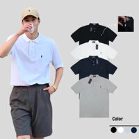 Áo Polo Ralph Lauren Thêu Ngựa Basic, Áo Nam Nữ Cổ Bẻ, Vải Gai Cá Xấu Cotton 100