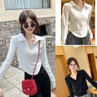 Áo polo Tay Dài Màu Sắc Đơn Giản Cho Nữ