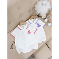 ÁO POLO TEDDY BEAR VIÊN TÍM/ HỒNG CHO BÉ GÁI