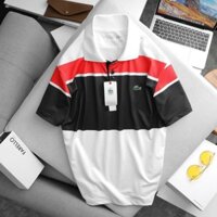 Áo polo tennis vải pique polyester LA Sport color block