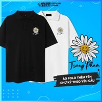Áo polo thêu tên theo yêu cầu Hoa Daisy, Áo phông có cổ, Áo Polo nam nữ cặp đôi couple cotton dày dặn, co giãn, cao cấp
